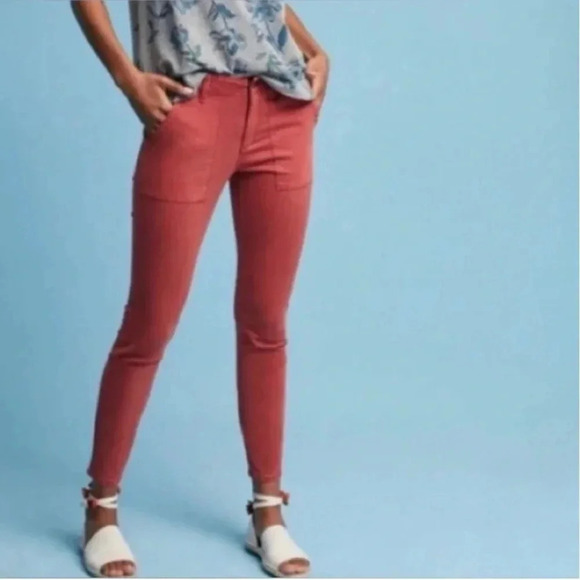 ANTHROPOLOGIE HEI HEI SLIM UTILITY CARGO PANTS RUST 27 - Picture 2 of 12